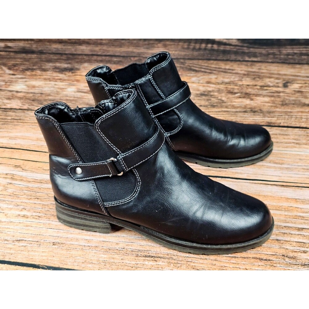 Natural Soul By Naturalizer BABIE Women's 8 M Booties Black Zip Up Low Heels